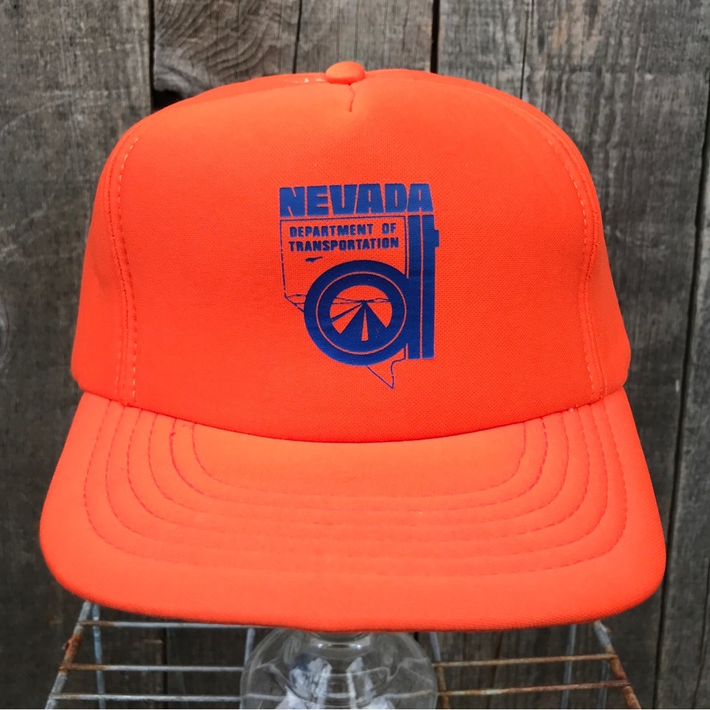 Vintage Nevada Department of Transportation DOT Blaze Orange Snapback Hat